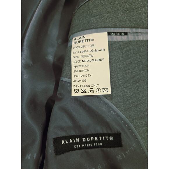 NWT Alain Dupetit Medium Grey Two Button Suit - Picture 4 of 7
